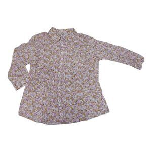 IZOD Women’s L Floral Button Front Blouse Long Sleeve Pink Yellow Print